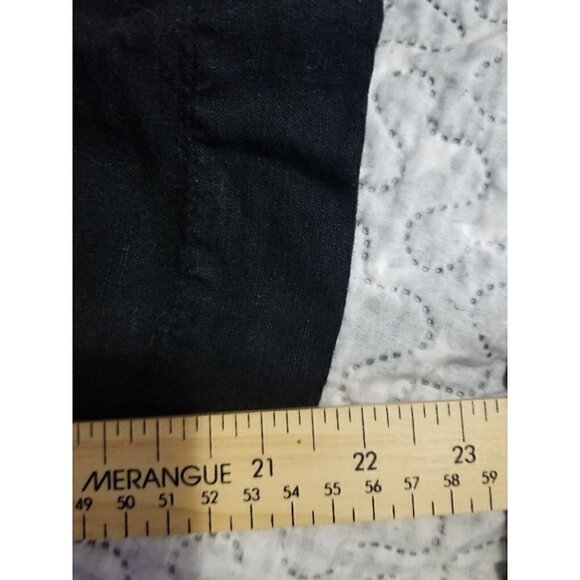 Spirit Linen Blend Navy Wide leg Cropped pants Sz Med.  Comfort Waist Split Hem - Picture 8 of 9